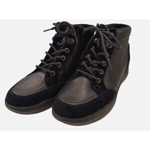 Vionic Whitley Black Bootie Size 6 Women’s Suede Leather Lace Up EUC